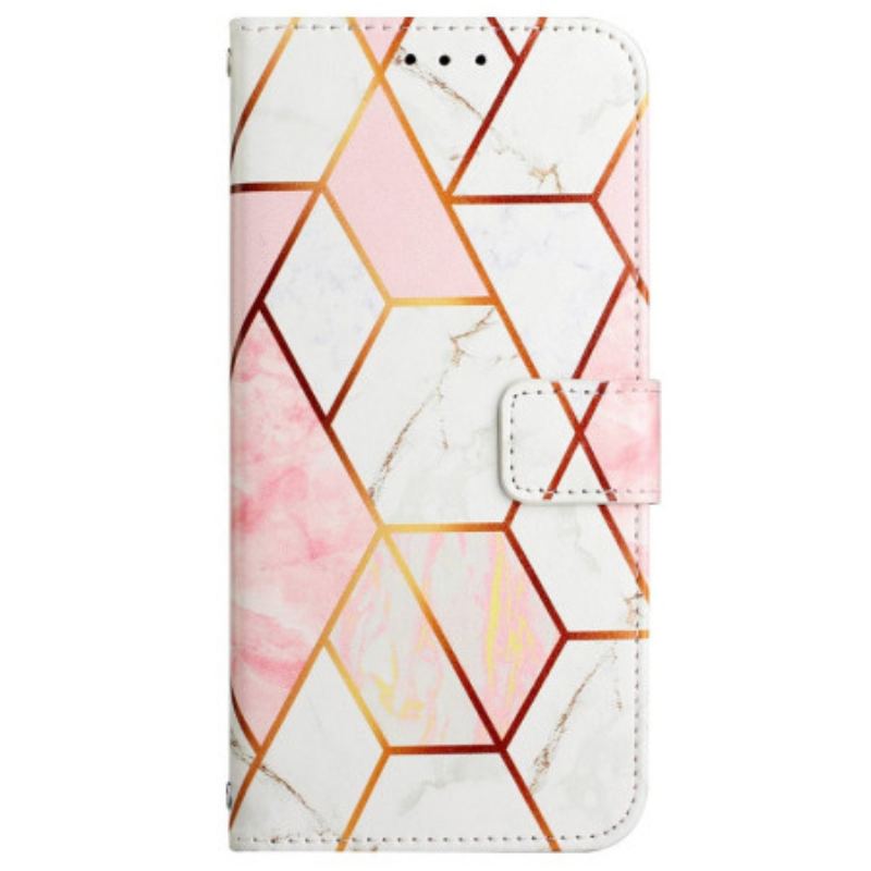 Flip Cover Oppo A94 5G Marmor Geometrisk Med Rem