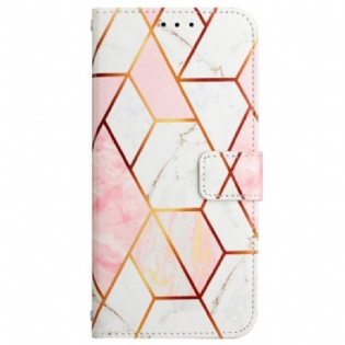 Flip Cover Oppo A94 5G Marmor Geometrisk Med Rem