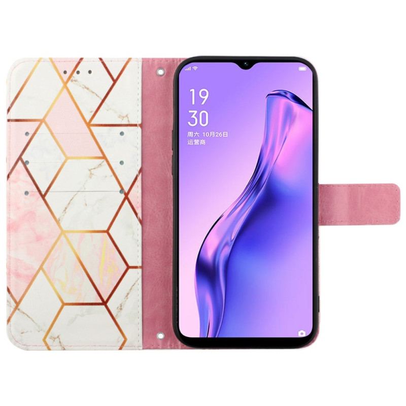 Flip Cover Oppo A94 5G Marmor Geometrisk Med Rem