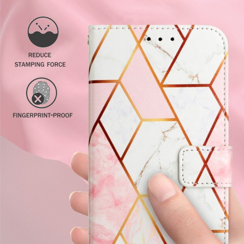 Flip Cover Oppo A94 5G Marmor Geometrisk Med Rem