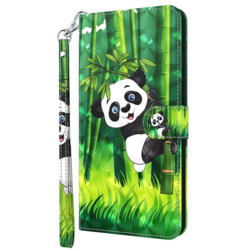 Flip Cover Oppo A94 5G Panda Med Snor