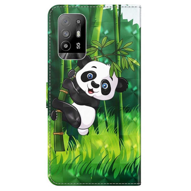 Flip Cover Oppo A94 5G Panda Med Snor