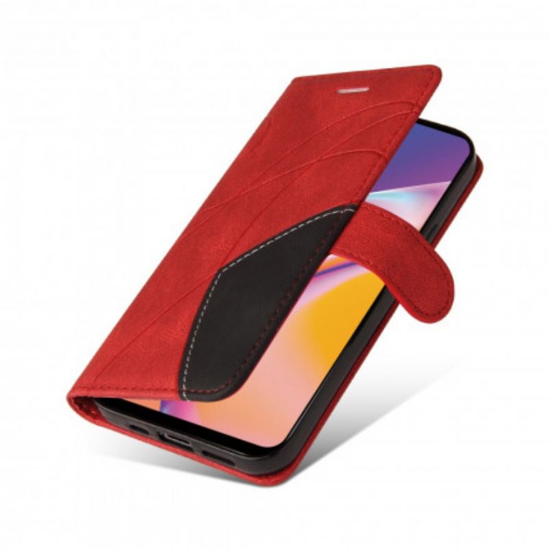 Flip Cover Oppo A94 5G Tofarvet Signatur Imiteret Læder