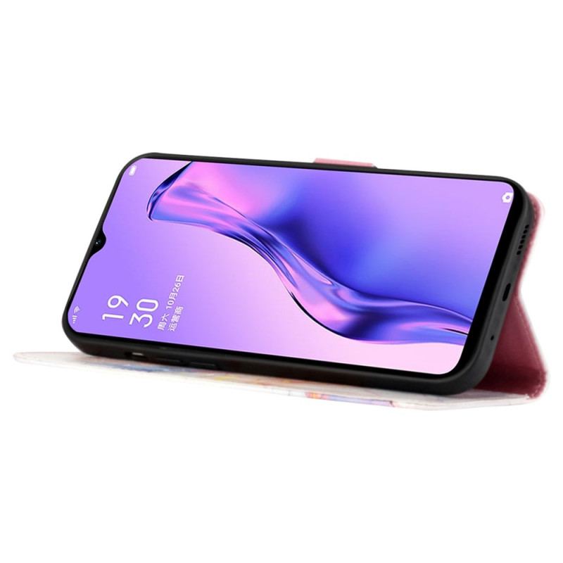 Læder Cover Oppo A94 5G Marmor Med Snor