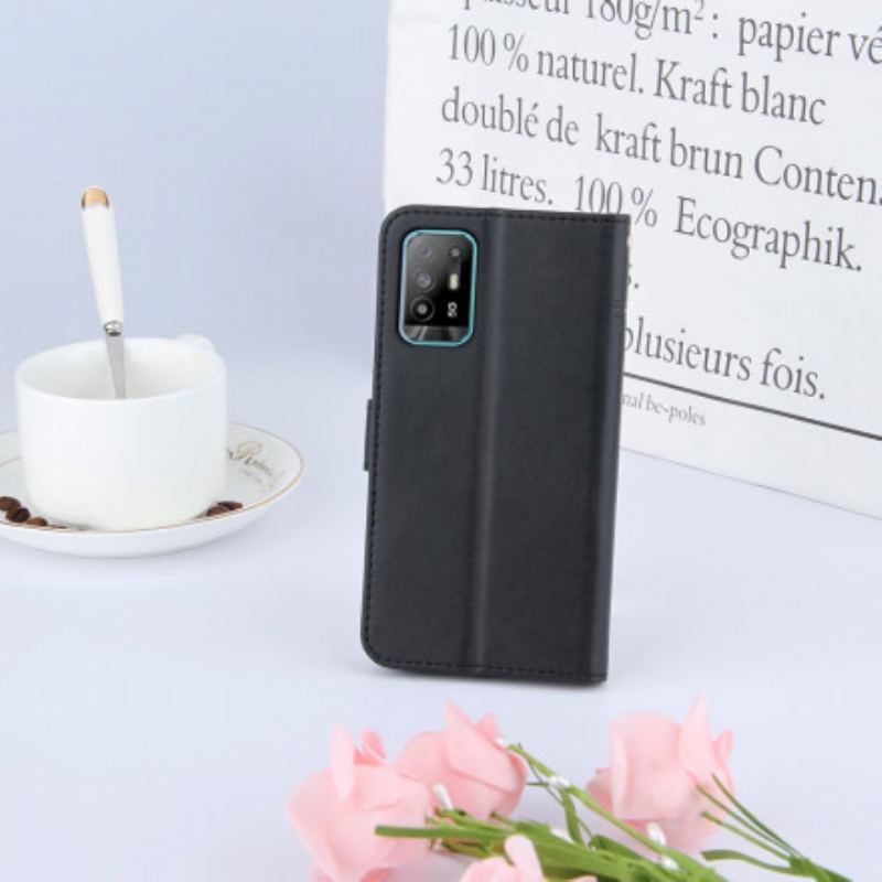 Læder Cover Oppo A94 5G Med Snor Strappy Geo Lædereffekt