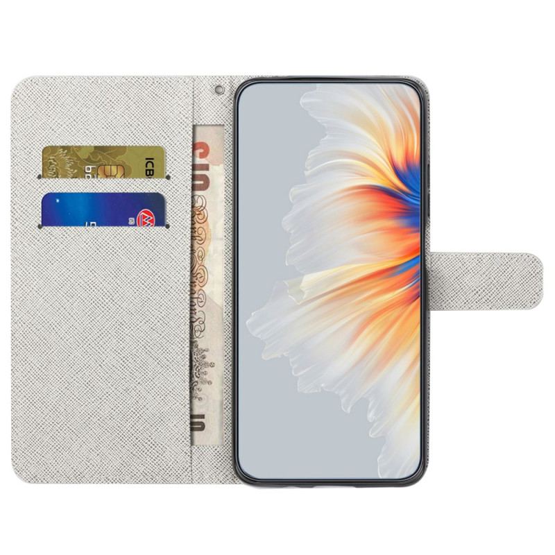 Flip Cover Samsung Galaxy S24 Fe Blå Blomster Og Sommerfugle Med Rem