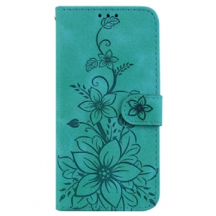 Flip Cover Samsung Galaxy S24 Fe Blomstret Ruskindseffekt