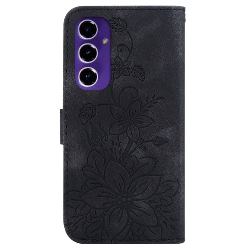 Flip Cover Samsung Galaxy S24 Fe Blomstret Ruskindseffekt