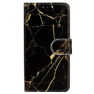 Flip Cover Samsung Galaxy S24 Fe Guld Og Sort Marmor