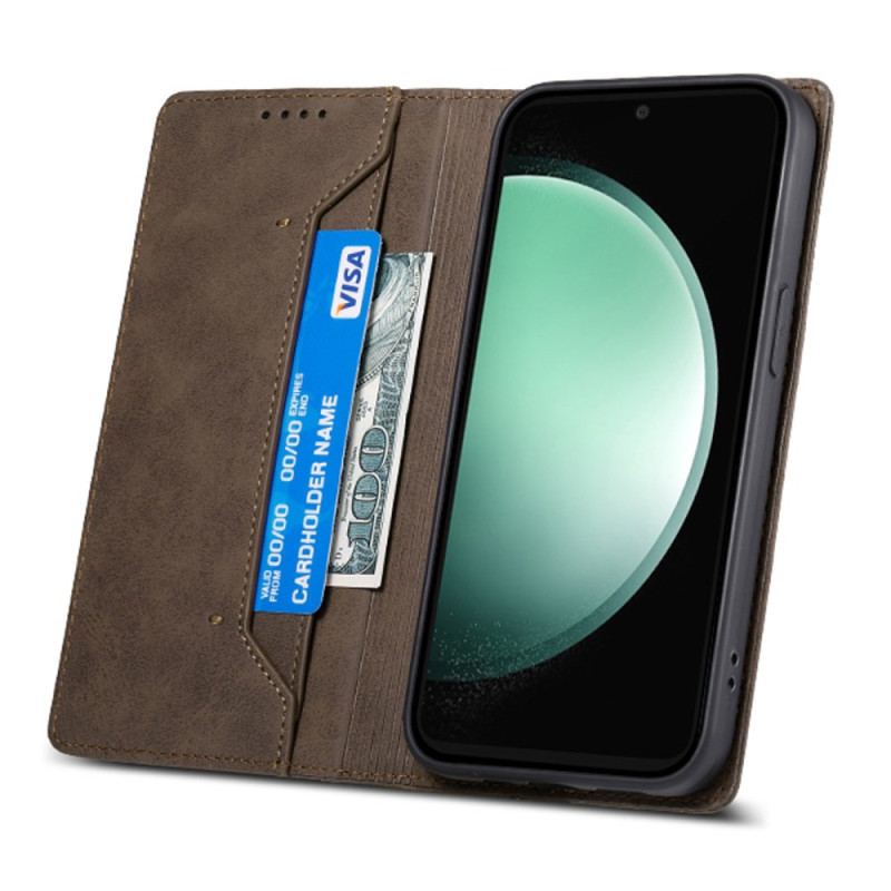 Flip Cover Samsung Galaxy S24 Fe Retro Effect Case Rfid Blocking Technology