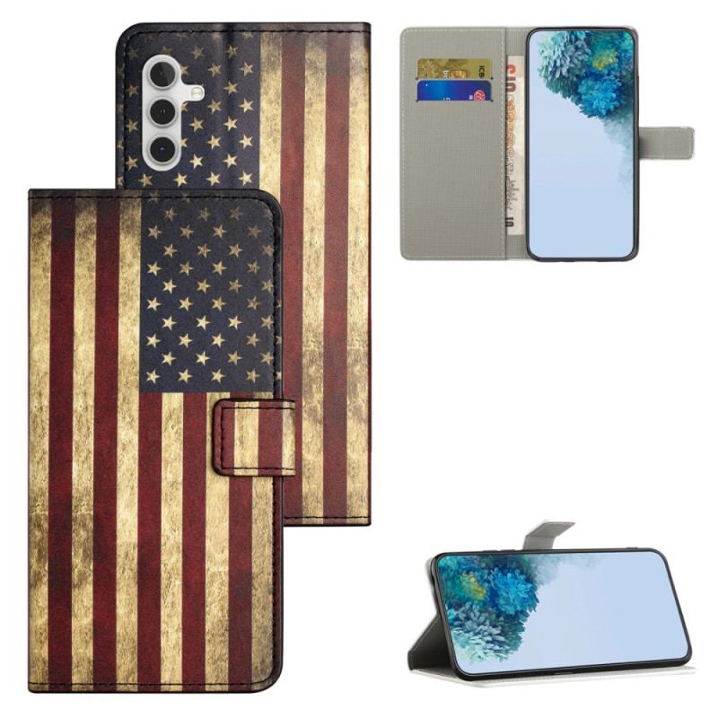 Flip Cover Samsung Galaxy S24 Fe Vintage Amerikansk Flag