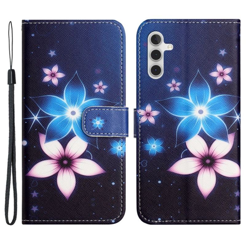 Flip Cover Til Samsung Galaxy S24 Fe Måneblomster Med Rem