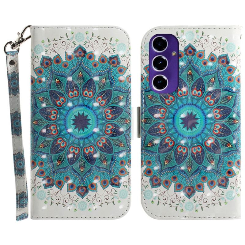 Læder Cover Samsung Galaxy S24 Fe Grøn Mandala Med Rem