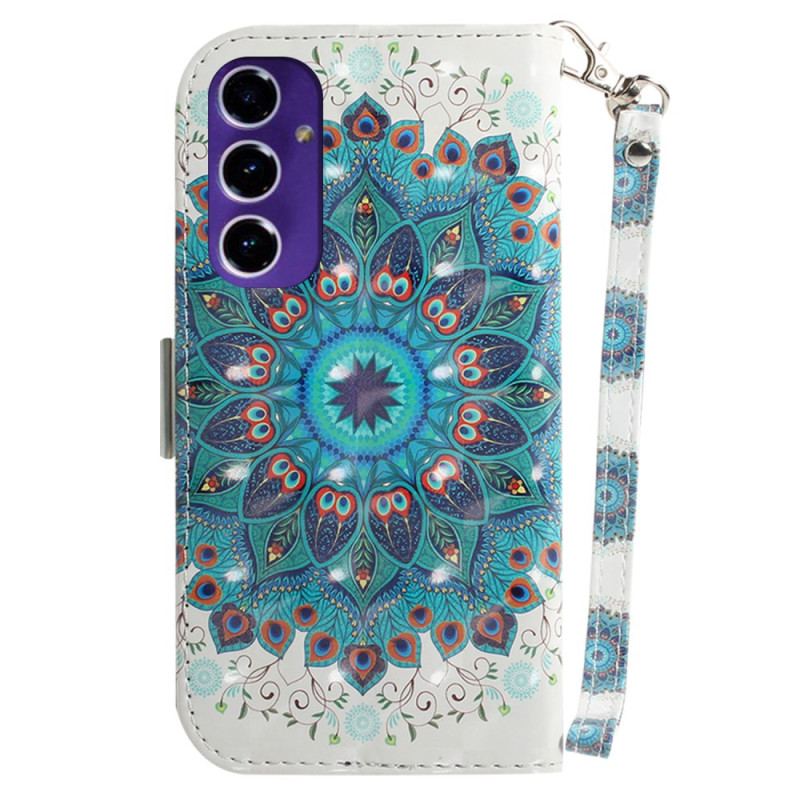 Læder Cover Samsung Galaxy S24 Fe Grøn Mandala Med Rem