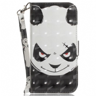 Læder Cover Samsung Galaxy S24 Fe Telefon Etui Vred Panda Med Rem