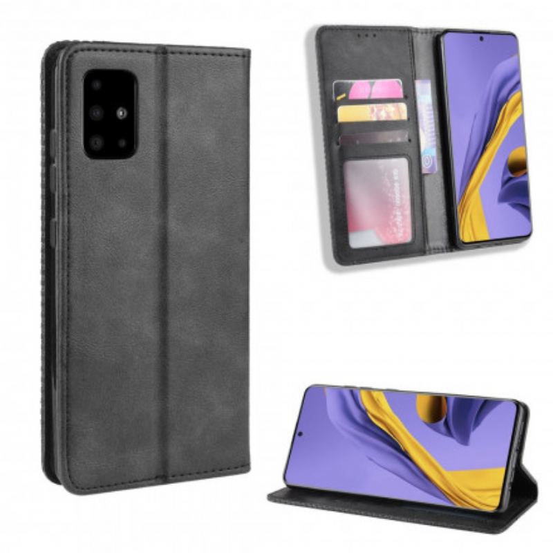 Cover Samsung Galaxy A71 5G Flip Cover Stiliseret Vintage Lædereffekt