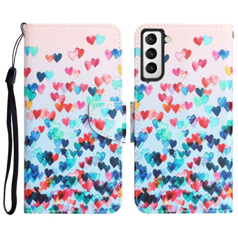 Flip Cover Samsung Galaxy S23 Plus 5G Med Snor Kun Strappy Hearts