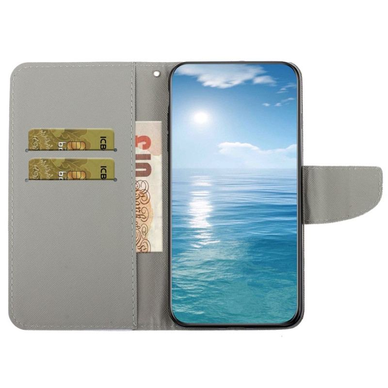 Flip Cover Samsung Galaxy S23 Plus 5G Med Snor Kun Strappy Hearts