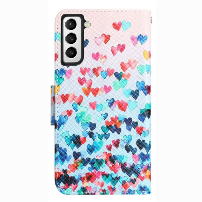 Flip Cover Samsung Galaxy S23 Plus 5G Med Snor Kun Strappy Hearts