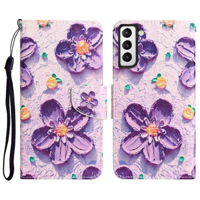 Flip Cover Samsung Galaxy S23 Plus 5G Med Snor Kun Stropblomster