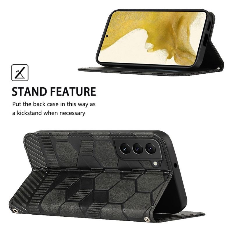 Flip Cover Samsung Galaxy S23 Plus 5G Med Snor Strappy Fodboldstil