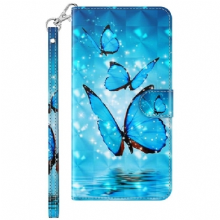 Flip Cover Samsung Galaxy S23 Plus 5G Med Snor Thong Sommerfugle