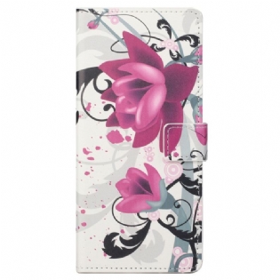 Flip Cover Samsung Galaxy S23 Plus 5G Tropiske Blomster