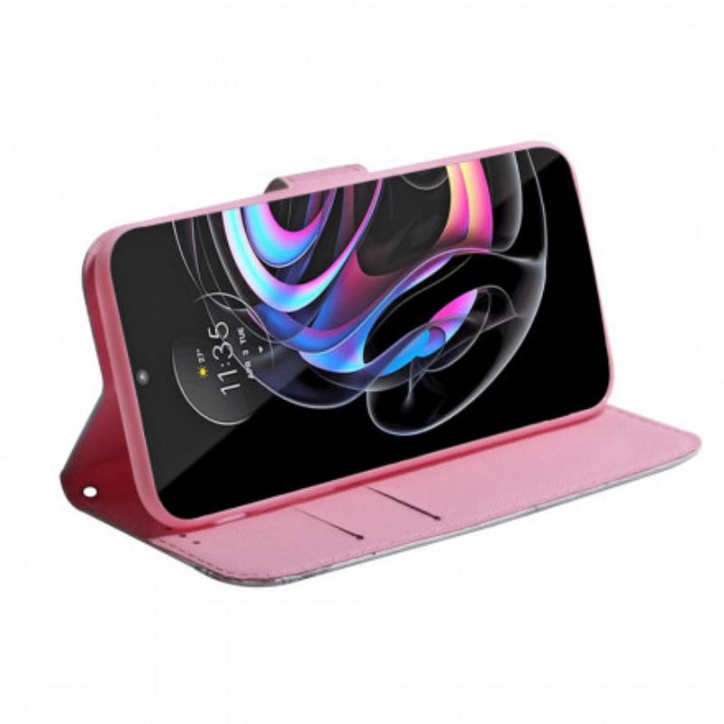 Flip Cover Motorola Edge 20 Pro Blomst Støvet Pink