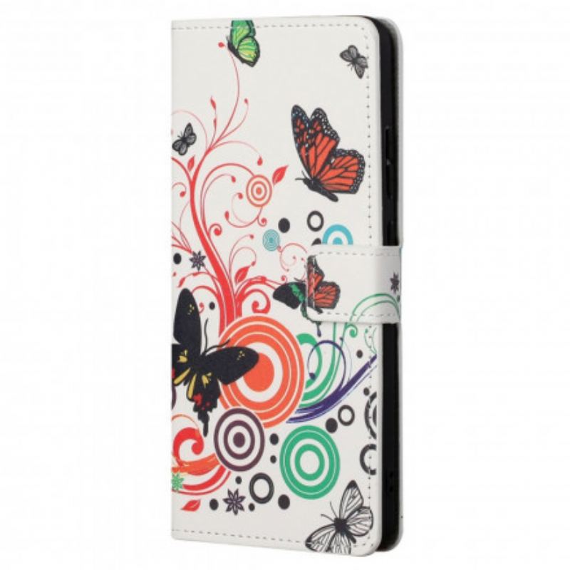 Flip Cover Motorola Edge 20 Pro Sommerfugle Og Blomster