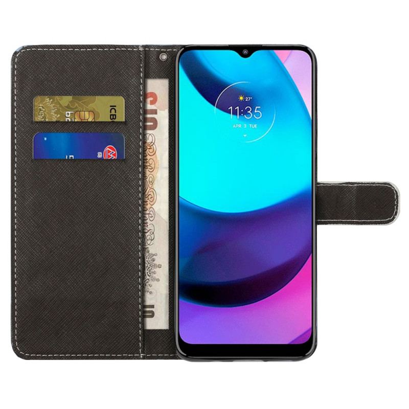 Flip Cover Moto G71 5G Med Snor Strappy Guldsmede