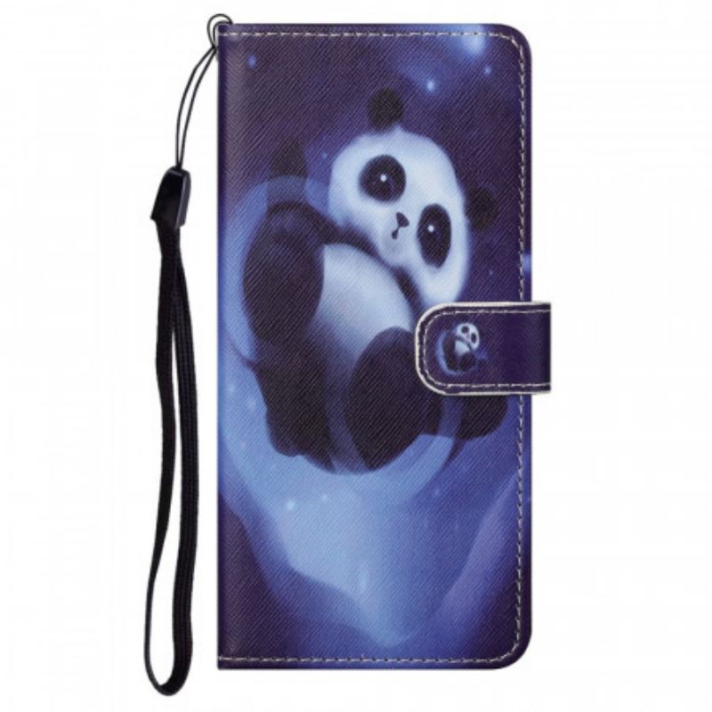 Læder Cover Moto G71 5G Med Snor Panda Space Med Snor