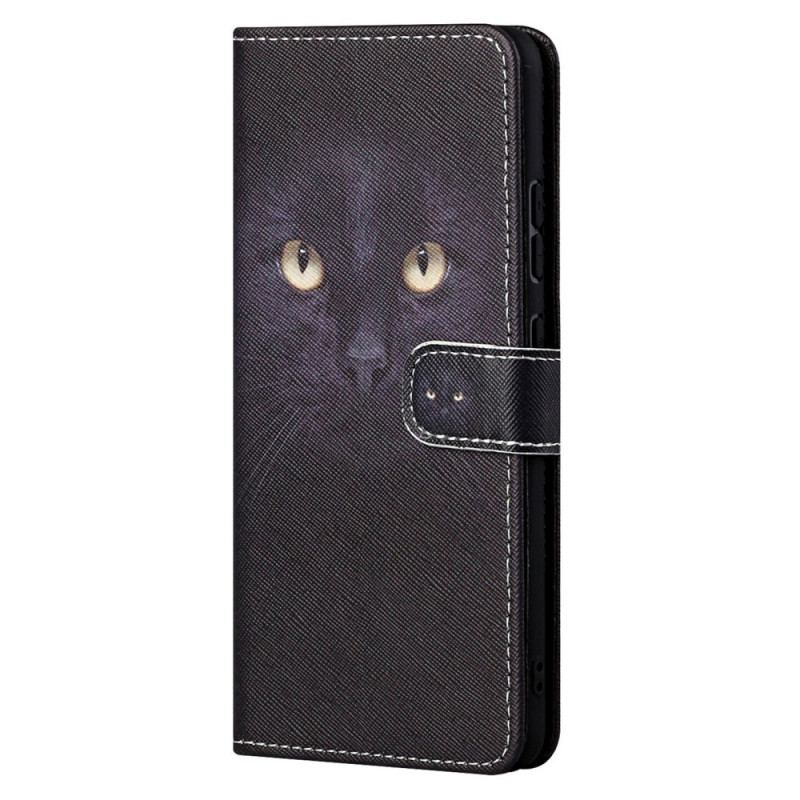 Læder Cover Moto G71 5G Med Snor Strappy Black Cat Eyes