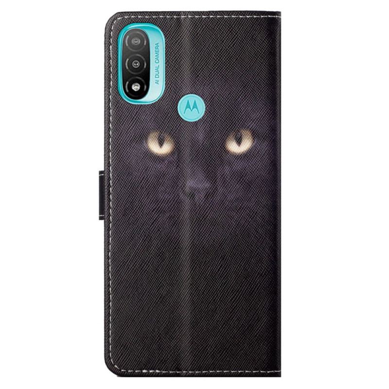 Læder Cover Moto G71 5G Med Snor Strappy Black Cat Eyes