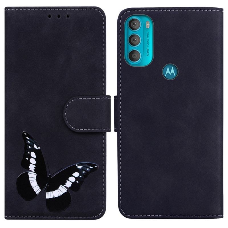 Læder Cover Moto G71 5G Skin-touch Butterfly