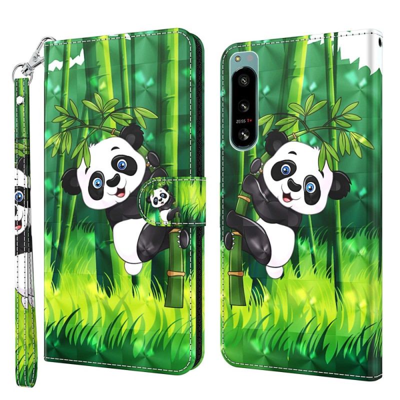 Flip Cover Sony Xperia 5 IV Med Snor Bambus Panda Med Snor