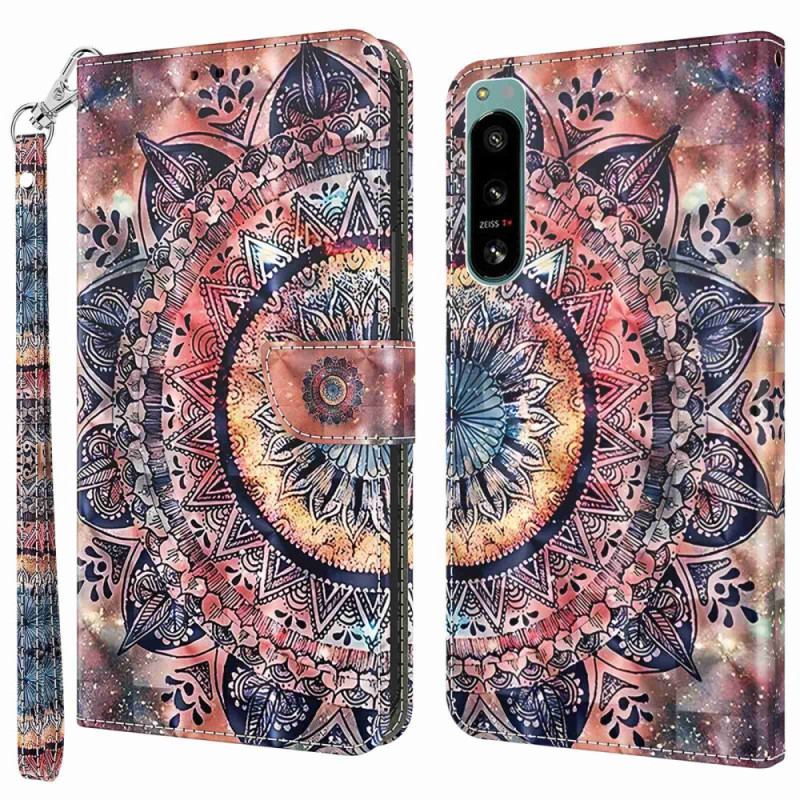 Flip Cover Sony Xperia 5 IV Med Snor Farverig Strappy Mandala