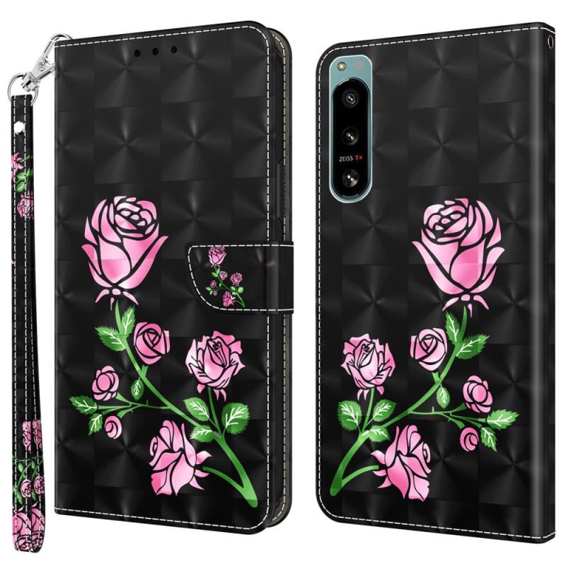 Flip Cover Sony Xperia 5 IV Med Snor Rem Roses