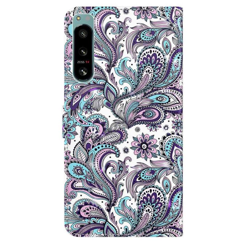 Flip Cover Sony Xperia 5 IV Med Snor Strappy Paisley Mønster