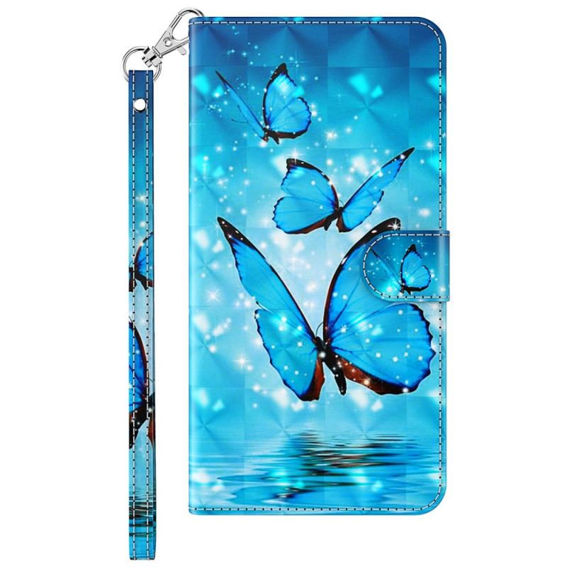 Flip Cover Sony Xperia 5 IV Med Snor Thong Sommerfugle