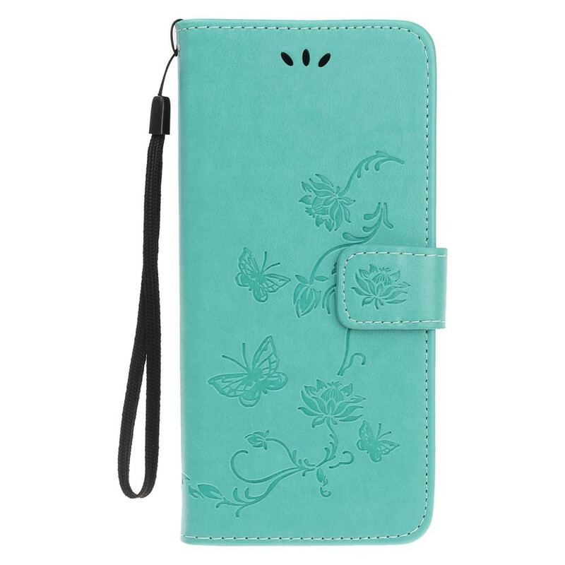 Flip Cover Huawei P Smart S Med Snor Sommerfugle Og Blomsterrem