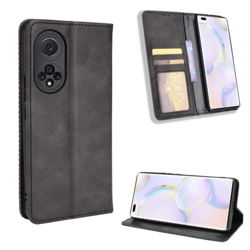 Cover Huawei Nova 9 Pro Flip Cover Stiliseret Vintage Lædereffekt