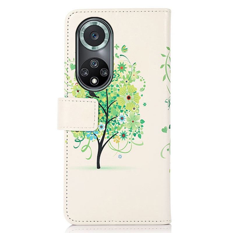 Læder Cover Huawei Nova 9 Pro Blomstrende Træ