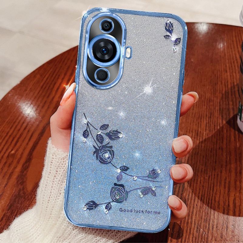 Cover Huawei Nova 12s Telefon Etui Blomster Og Rhinsten