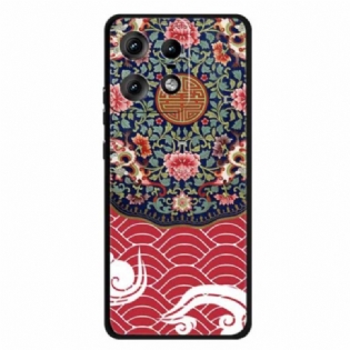 Cover Motorola Edge 50 Pro Telefon Etui Blomsterklynge Og Drage