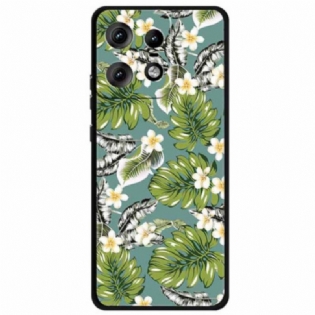 Cover Motorola Edge 50 Pro Telefon Etui Plantain Blade Og Gyldne Blomster