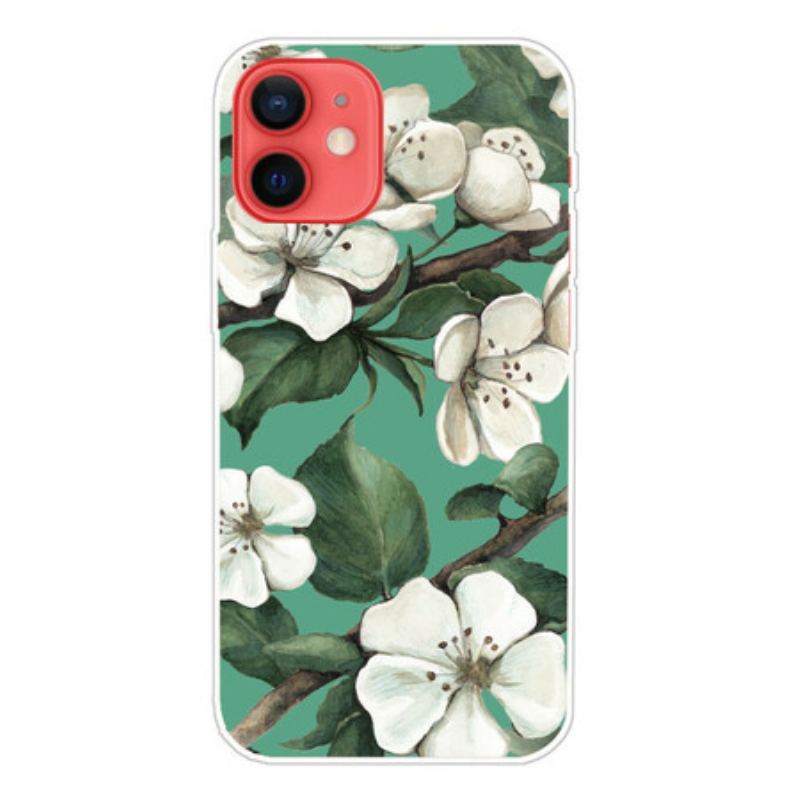 Cover iPhone 13 Mini Malede Hvide Blomster