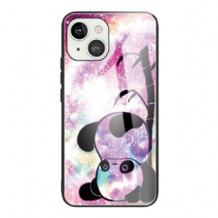 Cover iPhone 13 Mini Panda Og Bambus Hærdet Glas