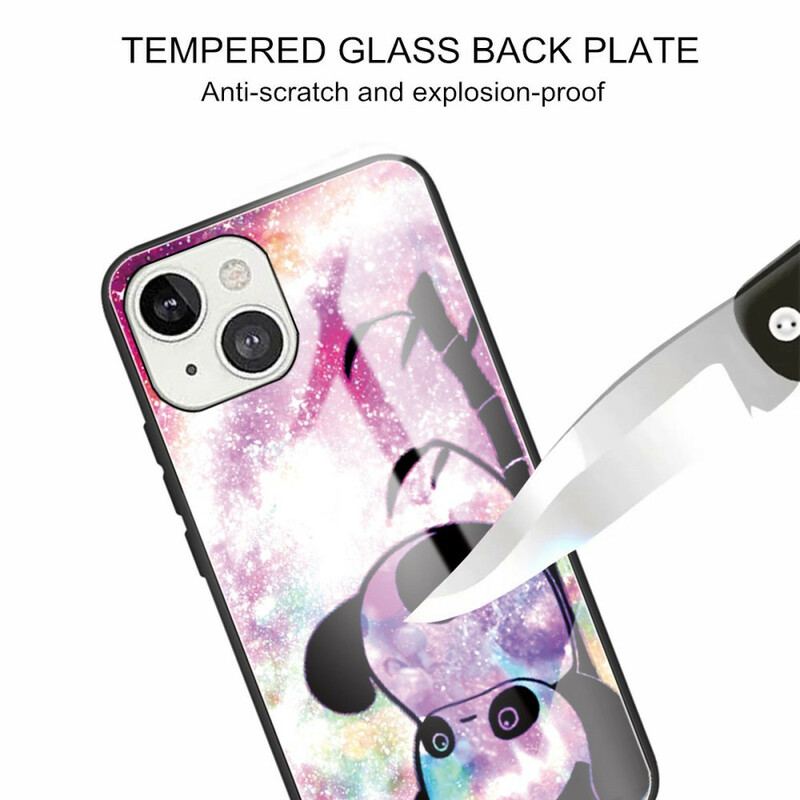 Cover iPhone 13 Mini Panda Og Bambus Hærdet Glas