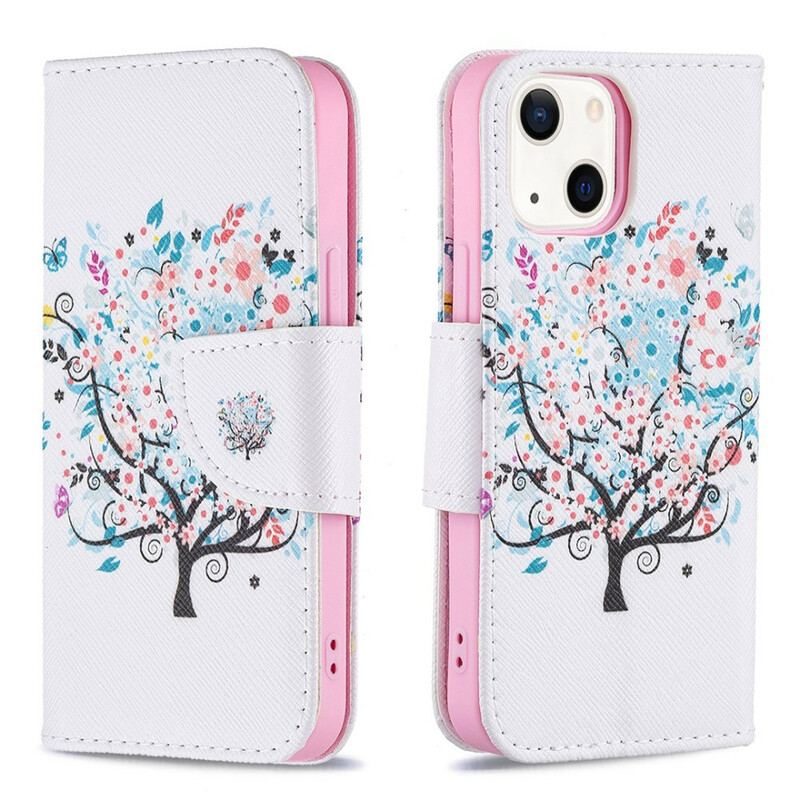 Flip Cover iPhone 13 Mini Blomstret Træ