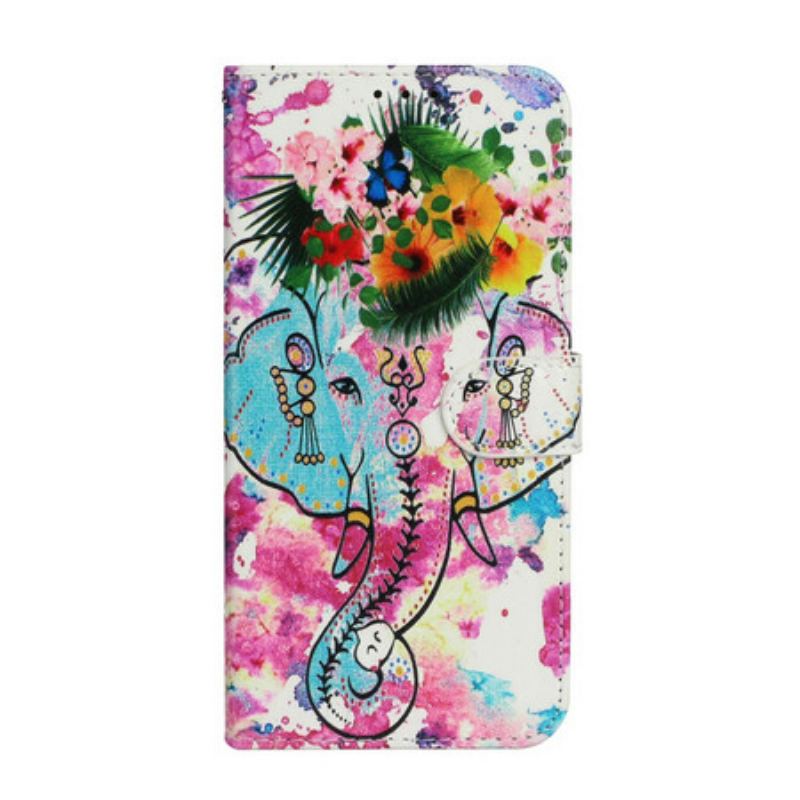 Flip Cover iPhone 13 Mini Elefant Maleri